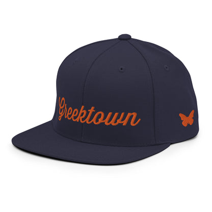 Detroit Greektown Snapback Hat - People Oughta Know - Orange Logo